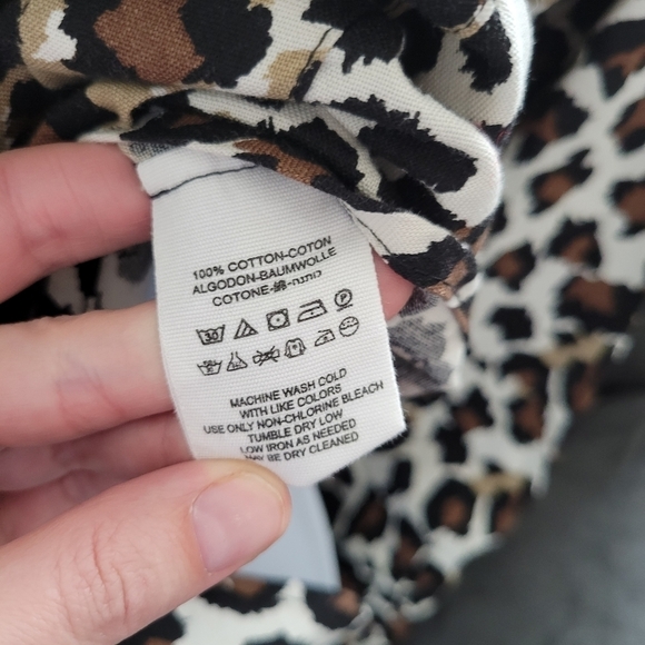 Free People Medium Leopard Love Long Sleeve Shirt Button Up Knot Collared Denim - Picture 9 of 9